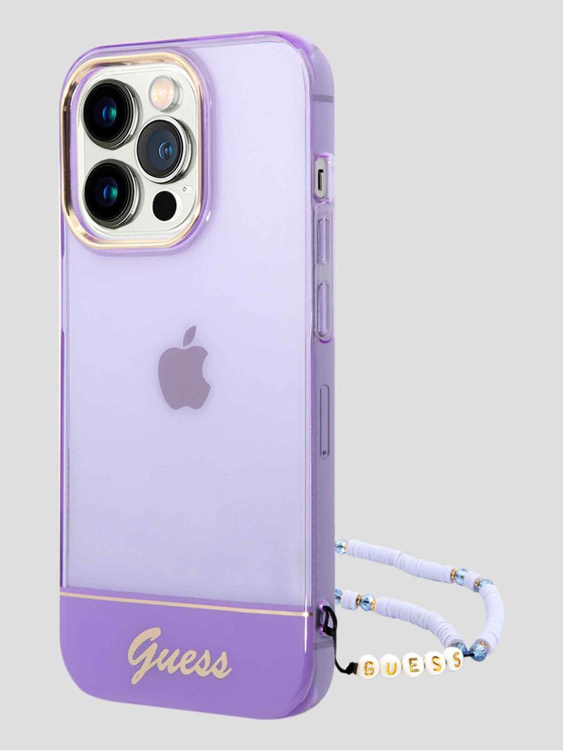 Funda Para Celular iPhone 14 Pro Rosa Guess Translucent Strap