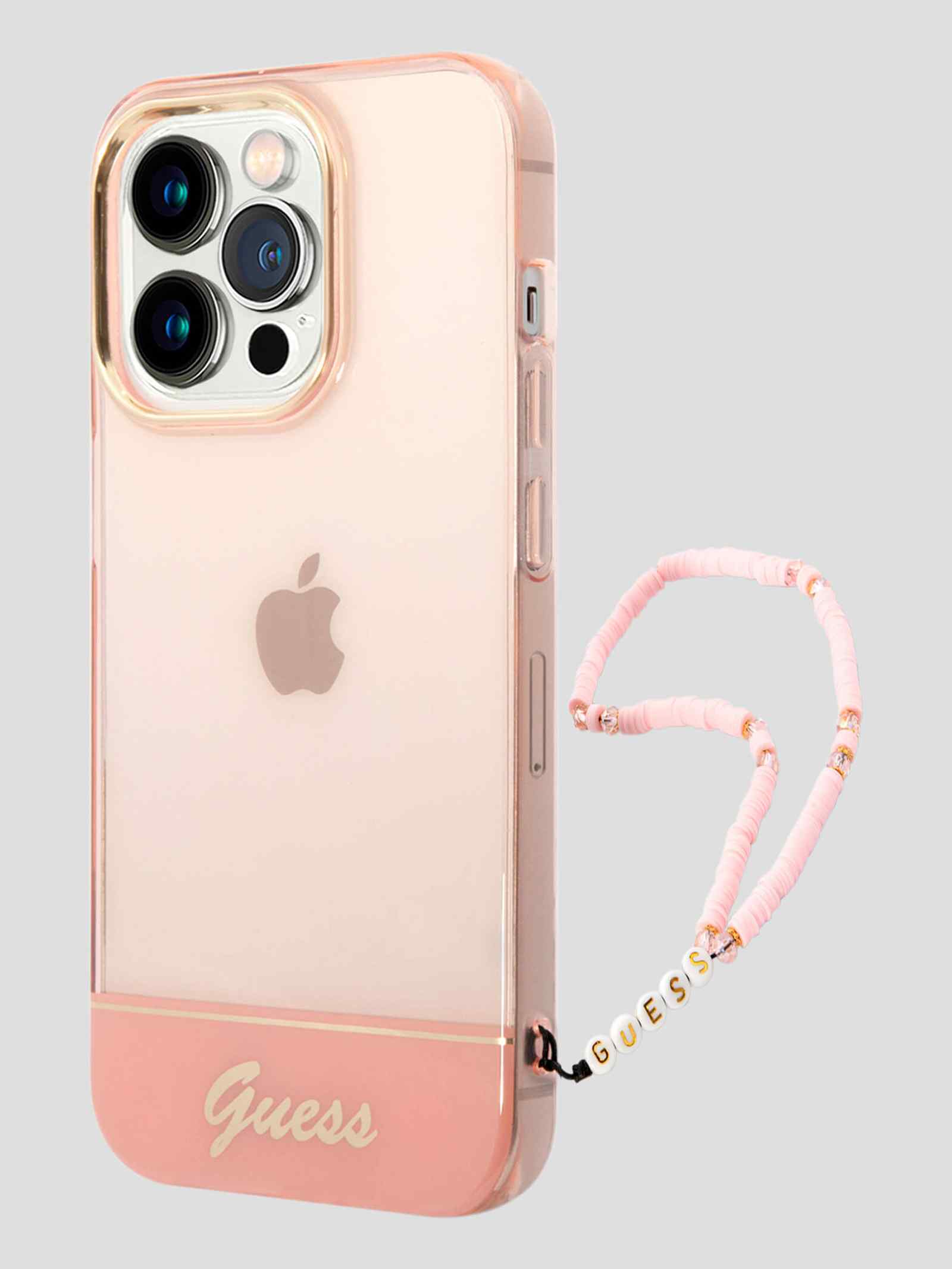 Funda Para Celular iPhone 14 Pro Rosa Guess Translucent Strap