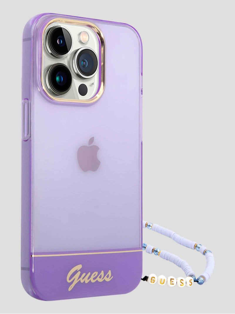 Funda-Para-Celular-iPhone-14-Pro-Max-Morada-Guess-Translucent-Strap