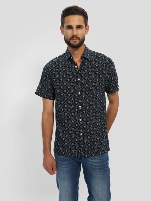 GUESS Camicia Uomo Eco A Maniche Lunghe Con Colletto - In Cotone Biologico Con Logo Ricamato