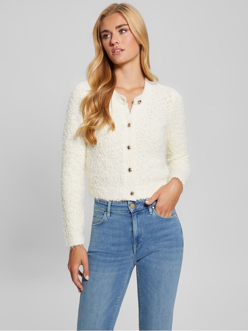 cardigan-guess-boucle-feather